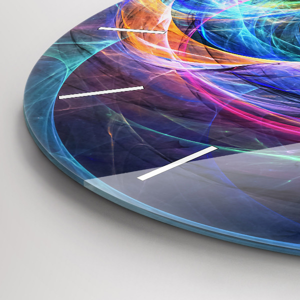 Kulaté skleněné hodiny s fotkou Barevný fraktál