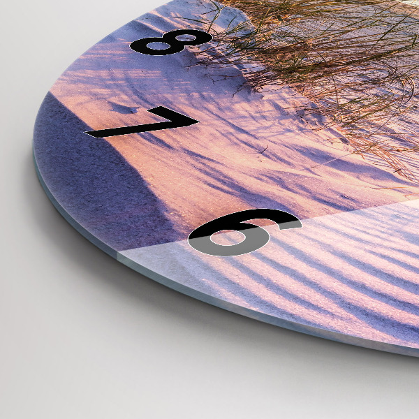 Kulaté skleněné hodiny s fotkou Polské slunečné moře