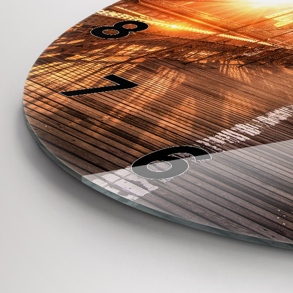 Kulaté skleněné hodiny s fotkou Brooklynský most v New Yorku