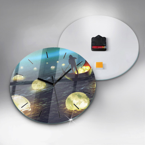 Kulaté skleněné hodiny s fotkou Abstrakce