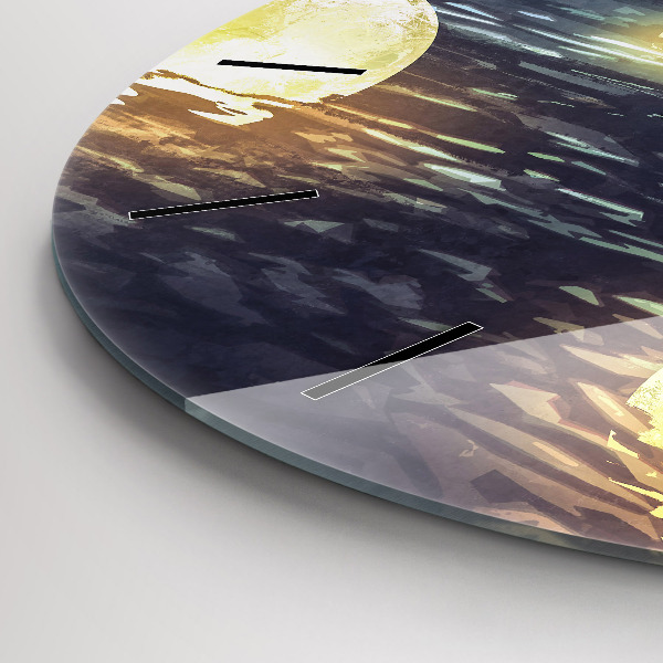 Kulaté skleněné hodiny s fotkou Abstrakce