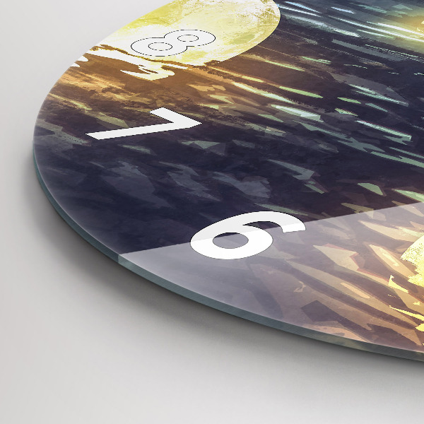 Kulaté skleněné hodiny s fotkou Abstrakce