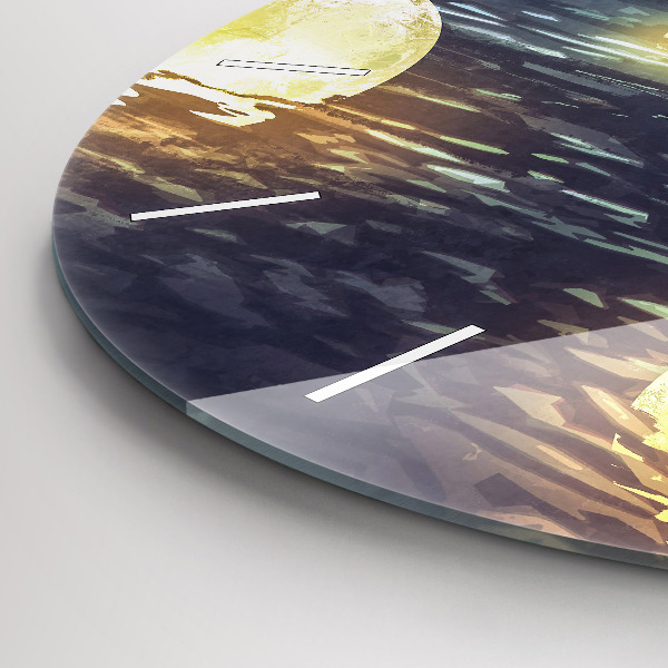 Kulaté skleněné hodiny s fotkou Abstrakce