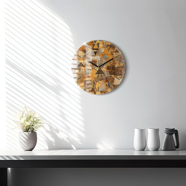 Kulaté skleněné hodiny s fotkou Geometrické tvary