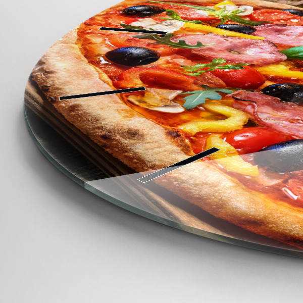 Kulaté skleněné hodiny s fotkou Kulinářské srdce Itálie