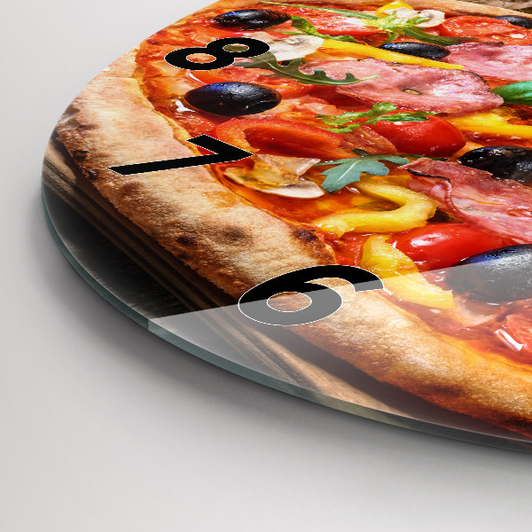 Kulaté skleněné hodiny s fotkou Kulinářské srdce Itálie