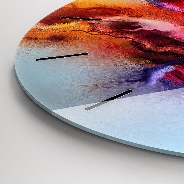 Kulaté skleněné hodiny s fotkou Rozlitá barva