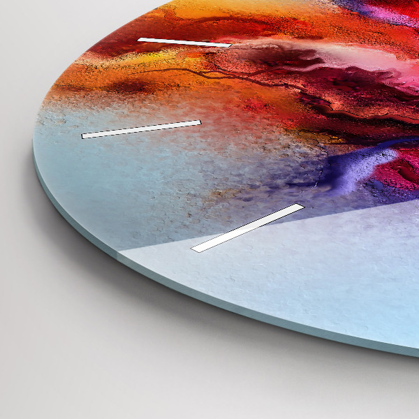 Kulaté skleněné hodiny s fotkou Rozlitá barva