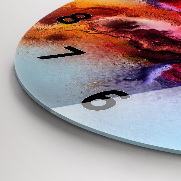 Kulaté skleněné hodiny s fotkou Rozlitá barva