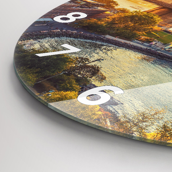 Kulaté skleněné hodiny s fotkou New York Manhattan