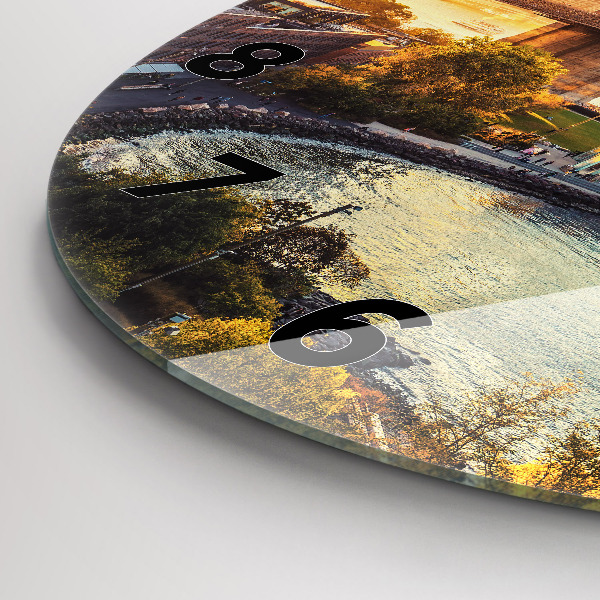 Kulaté skleněné hodiny s fotkou New York Manhattan