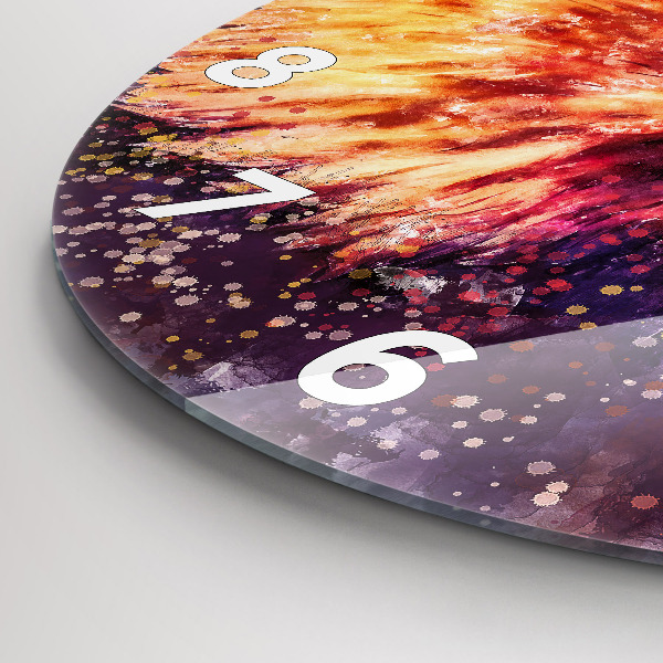 Kulaté skleněné hodiny s fotkou Akvarel orel