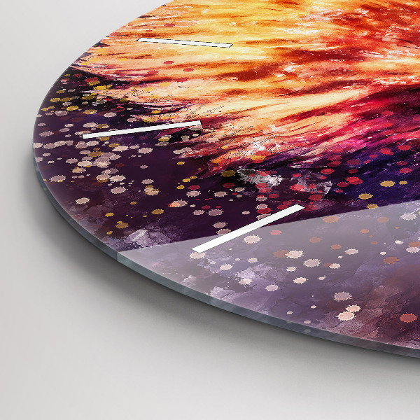 Kulaté skleněné hodiny s fotkou Akvarel orel