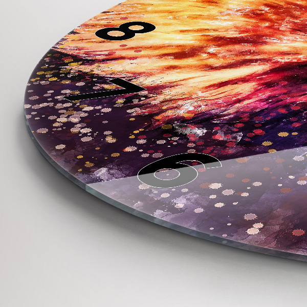 Kulaté skleněné hodiny s fotkou Akvarel orel