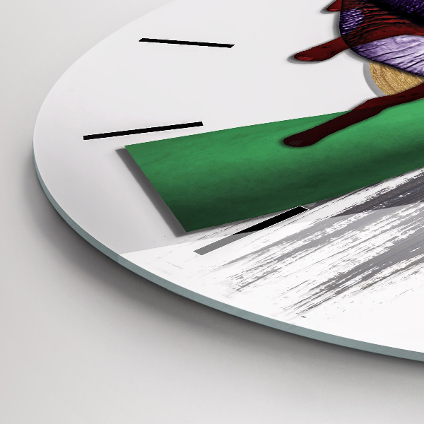 Kulaté skleněné hodiny s fotkou Surrealistická koláž