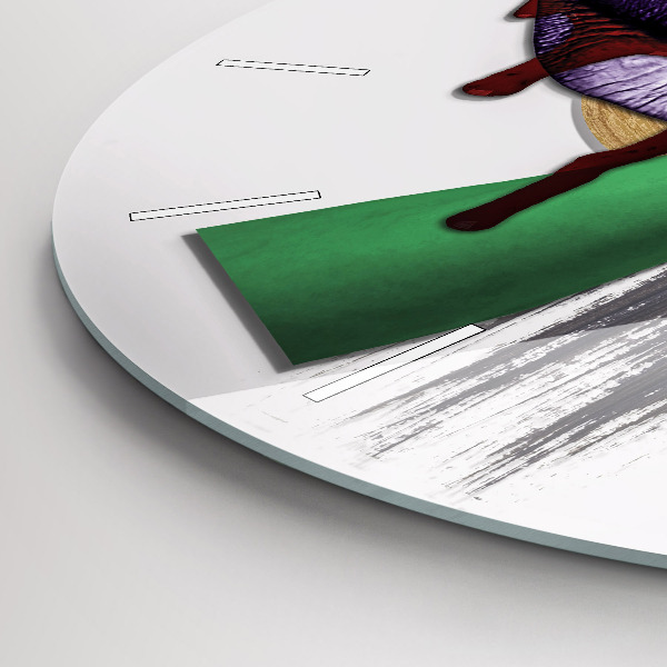 Kulaté skleněné hodiny s fotkou Surrealistická koláž