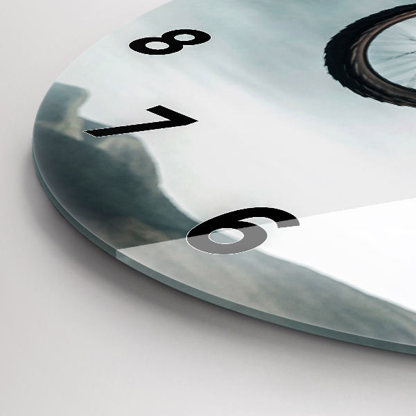 Kulaté skleněné hodiny s fotkou Motocykl Adrenalinový styl