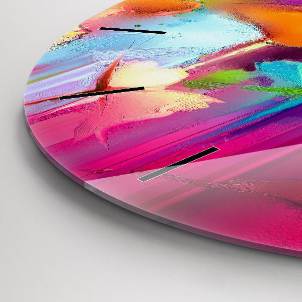 Kulaté skleněné hodiny s fotkou Abstraktní květiny