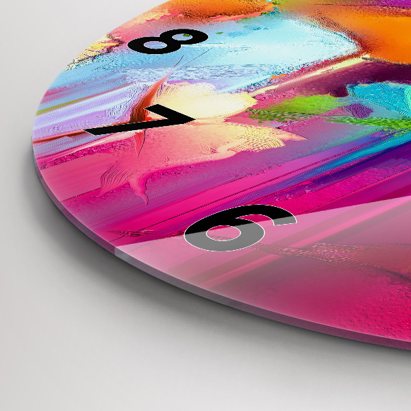 Kulaté skleněné hodiny s fotkou Abstraktní květiny