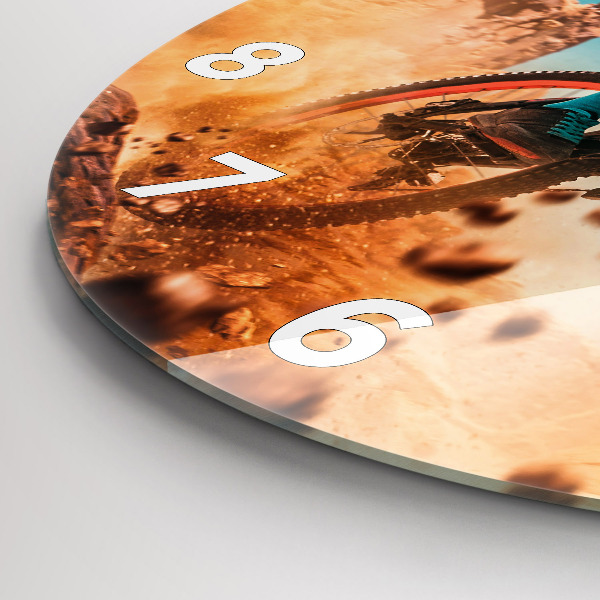 Kulaté skleněné hodiny s fotkou Kaskadér a adrenalin