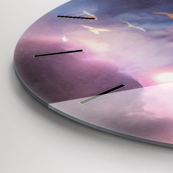 Kulaté skleněné hodiny s fotkou Chlapec s křídly