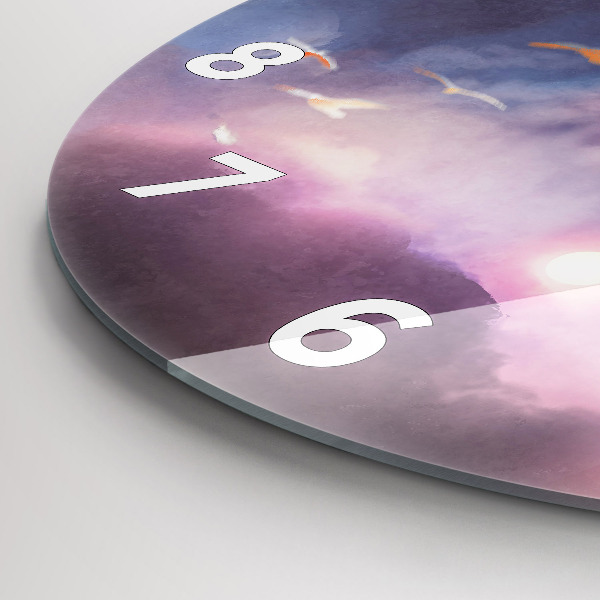 Kulaté skleněné hodiny s fotkou Chlapec s křídly