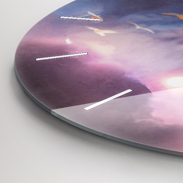 Kulaté skleněné hodiny s fotkou Chlapec s křídly