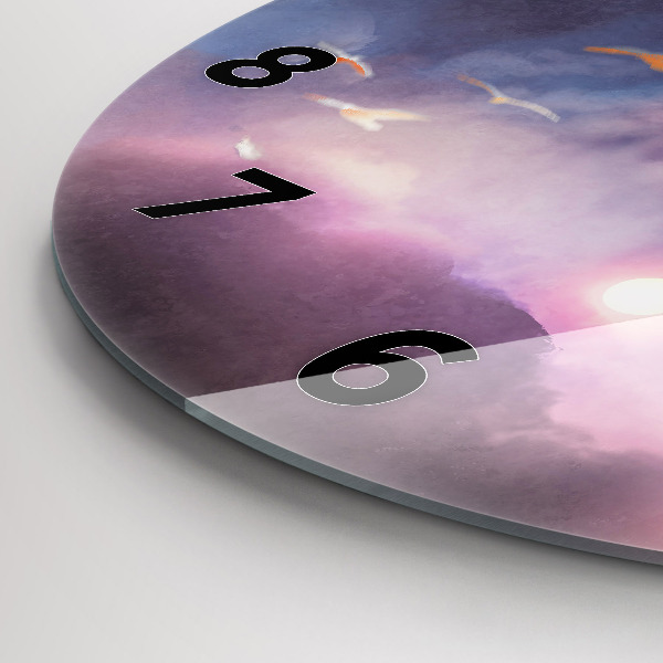 Kulaté skleněné hodiny s fotkou Chlapec s křídly