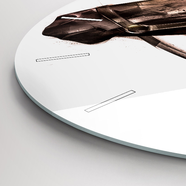 Kulaté skleněné hodiny s fotkou Malovaný profil koně