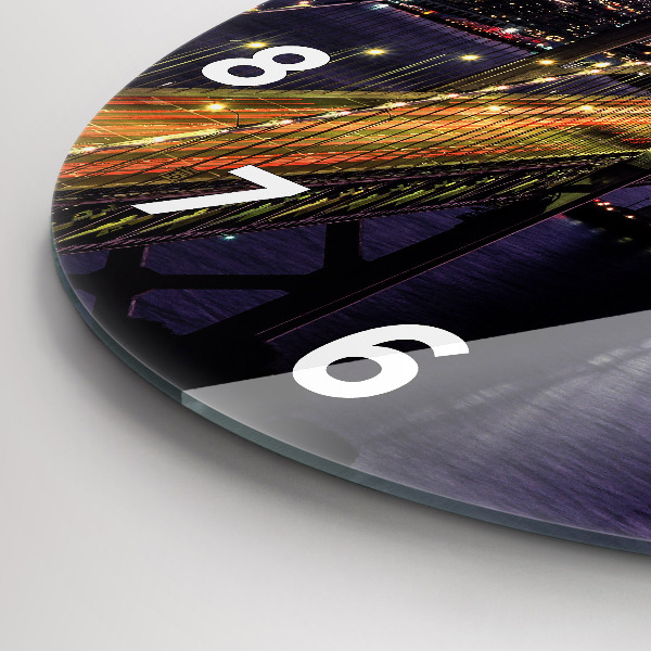 Kulaté skleněné hodiny s fotkou Západ slunce v USA