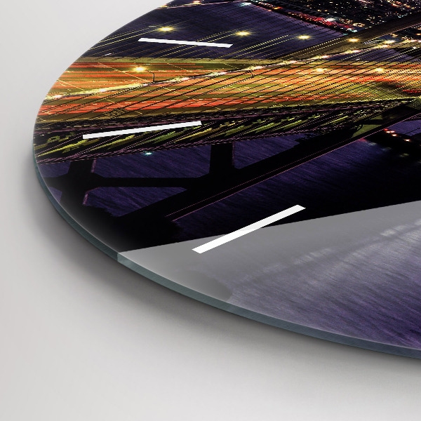 Kulaté skleněné hodiny s fotkou Západ slunce v USA