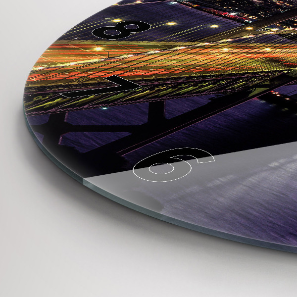 Kulaté skleněné hodiny s fotkou Západ slunce v USA