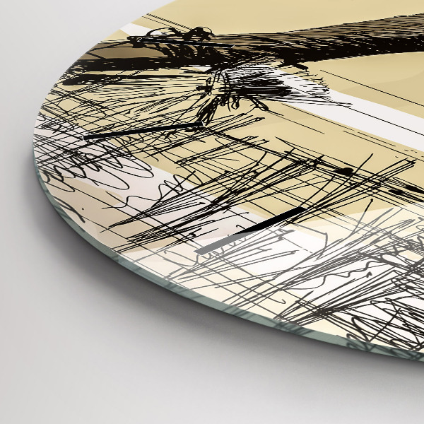 Kulaté skleněné hodiny s fotkou Žena sbírající rýži