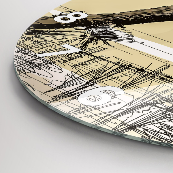 Kulaté skleněné hodiny s fotkou Žena sbírající rýži