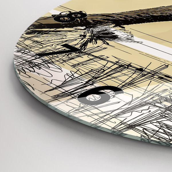 Kulaté skleněné hodiny s fotkou Žena sbírající rýži