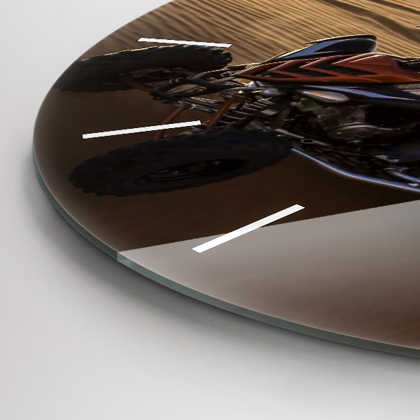 Kulaté skleněné hodiny s fotkou Čtyřkolka v poušti