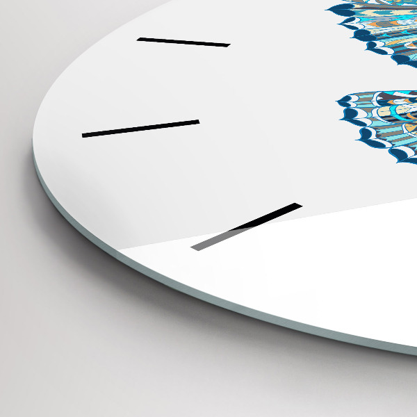 Kulaté skleněné hodiny s fotkou Sova v letu