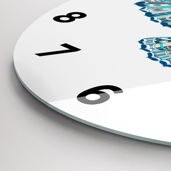 Kulaté skleněné hodiny s fotkou Sova v letu