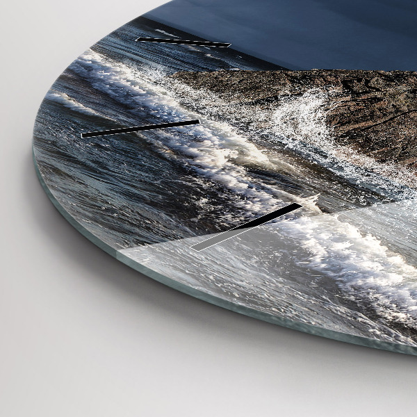 Kulaté skleněné hodiny s fotkou Maják