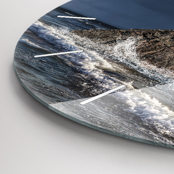 Kulaté skleněné hodiny s fotkou Maják