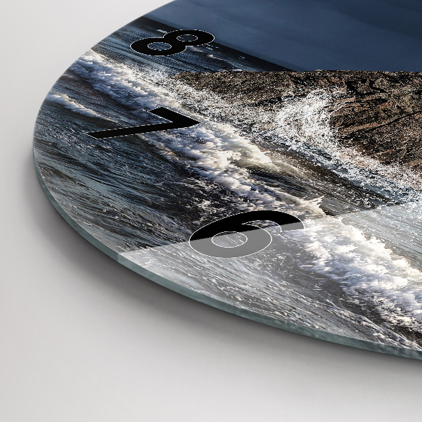 Kulaté skleněné hodiny s fotkou Maják