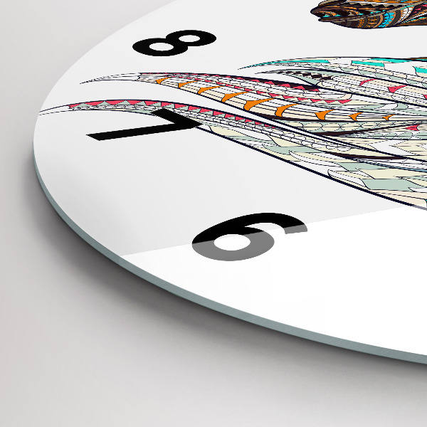 Kulaté skleněné hodiny s fotkou Ilustrace koně