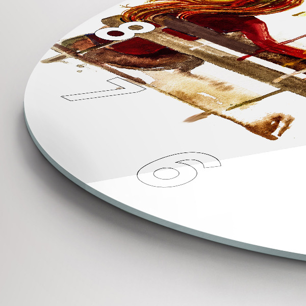 Kulaté skleněné hodiny s fotkou Podzimní krajina