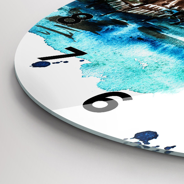 Kulaté skleněné hodiny s fotkou Obrázek opuštěný ostrov