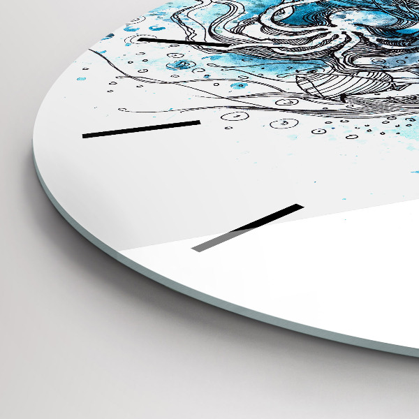 Kulaté skleněné hodiny s fotkou Podvodní život ryb