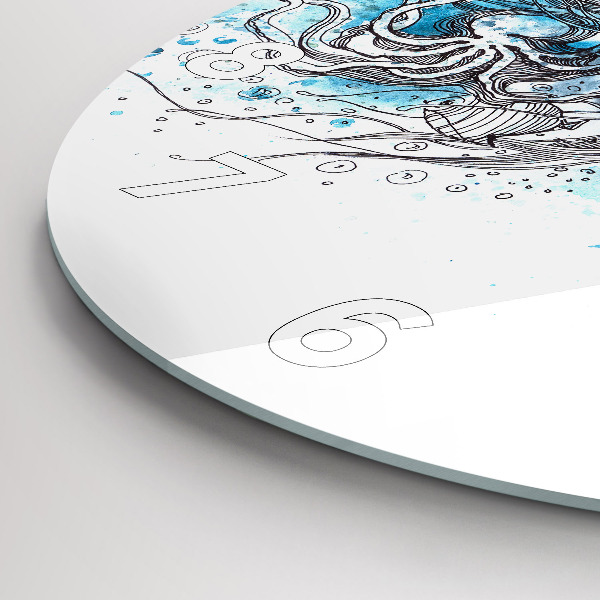 Kulaté skleněné hodiny s fotkou Podvodní život ryb