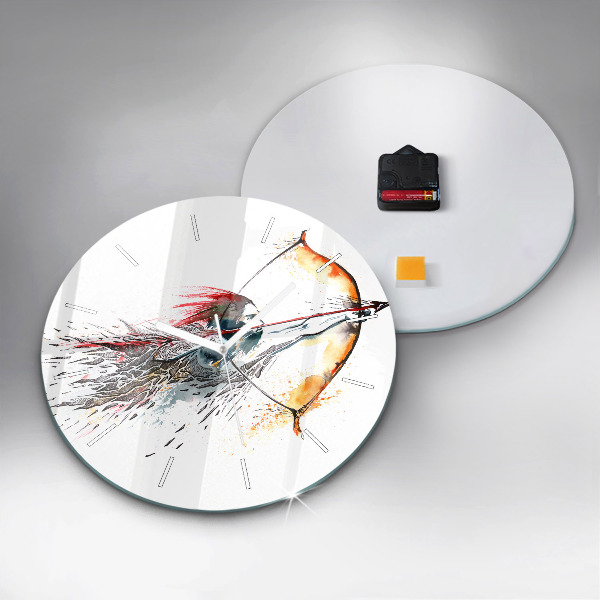 Kulaté skleněné hodiny s fotkou Bojovník na lovu