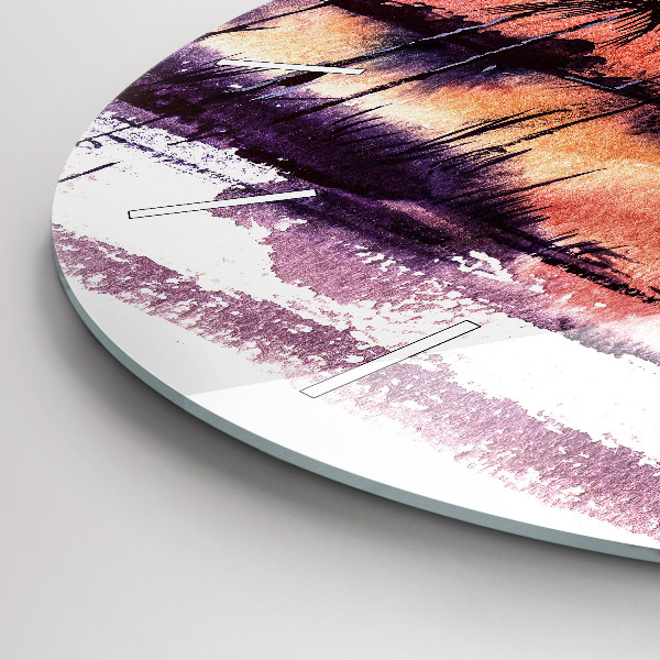 Kulaté skleněné hodiny s fotkou Tropická krajina