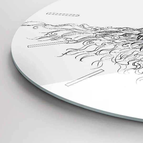 Kulaté skleněné hodiny s fotkou Kresba lidského oka