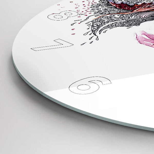 Kulaté skleněné hodiny s fotkou Sladká žena s dortem